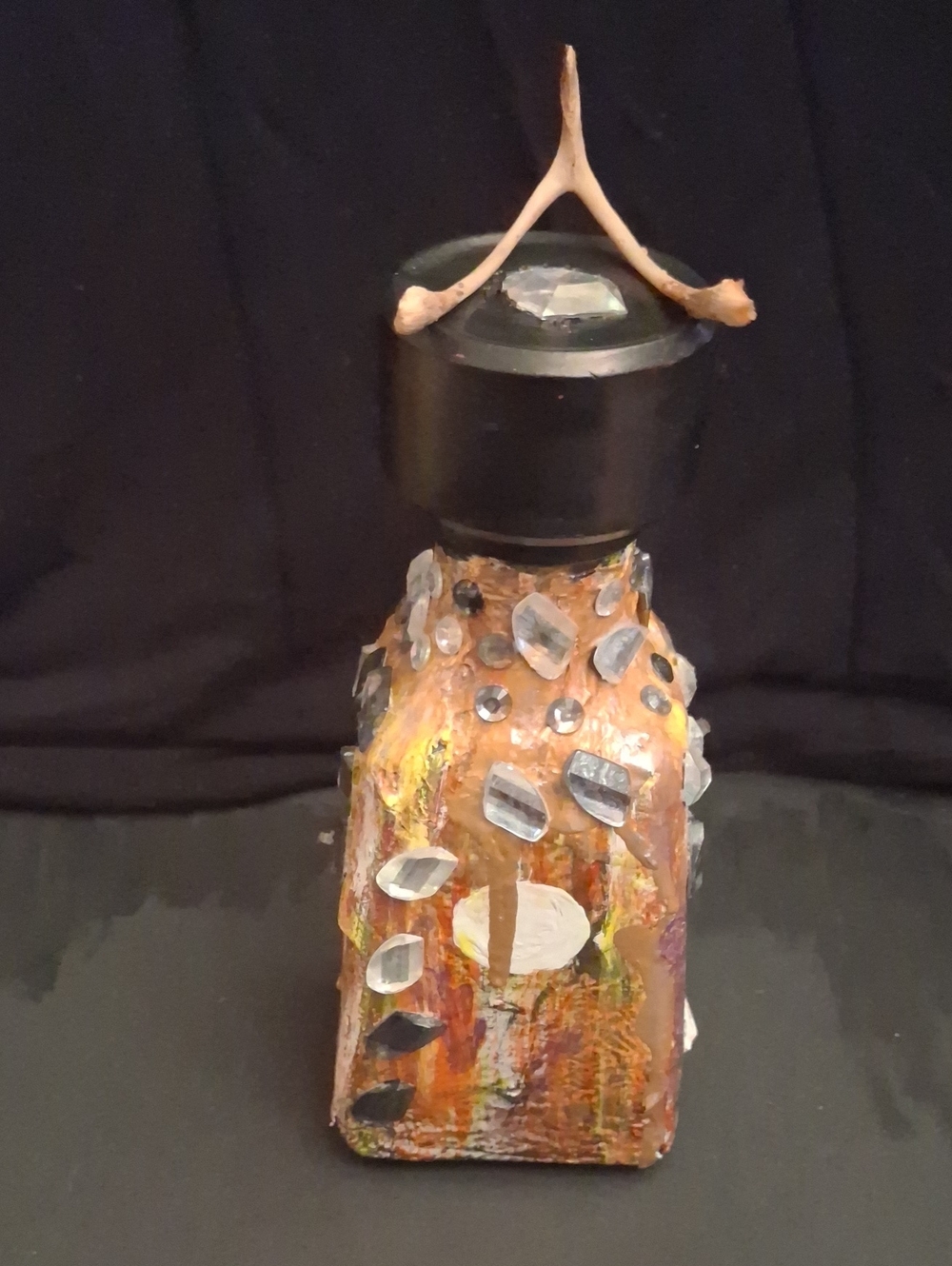 Handcrafted Mixed-Media Decorative Bottle - Multicolor